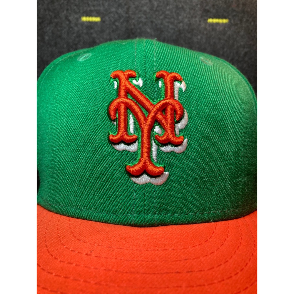 New Era New York Mets 59FIFTY Fitted Hat‎ Green Orange 50th Anniversary 7 3/8 - Picture 7 of 12